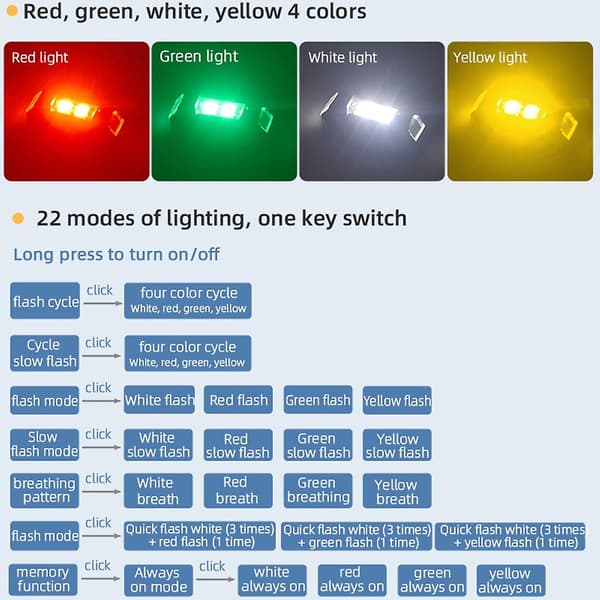 Mini Drone Lampe for Nattflyging Anti-Kollisjonsbelysning LED Lys Strobelys