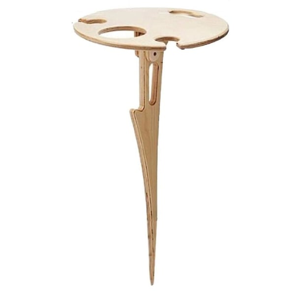 Kannettava ulkoviinipöytä kokoontaitettavalla pyöreällä pöytätasolla mini puinen piknikpöytä, ulkopiknik-tarvikkeet 1kpl