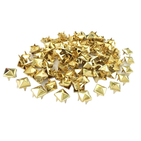 engros 100 stk firkantet pyramide nagler metallnagler lær håndverk DIY gull