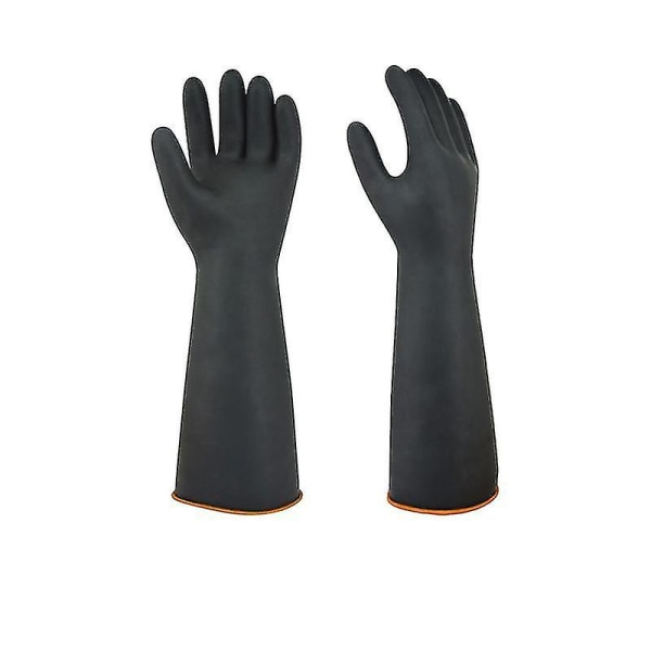 Svarta 35/45/55 cm gummiförlängda och förtjockade kemikalie-, vattentäta och korrosionsbeständiga industriella latex-syra- och alkalibeständiga handskar M