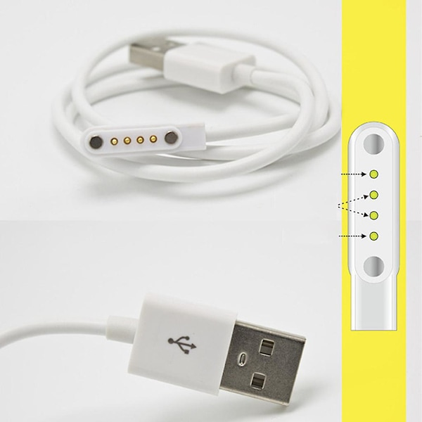 Universal Smartwatch-laddare Kompatibel - för Kw88 Kw18 Gt88 G3 Smartwatch Usb Strömladdare Kabel 4-polig Magnetisk Laddningskabel