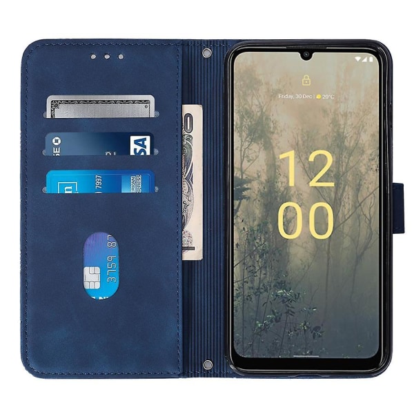 Til Nokia C31 4G Lines Læder Business Phone Cover Anti-drop Wallet Stand Flip Case Sapphire