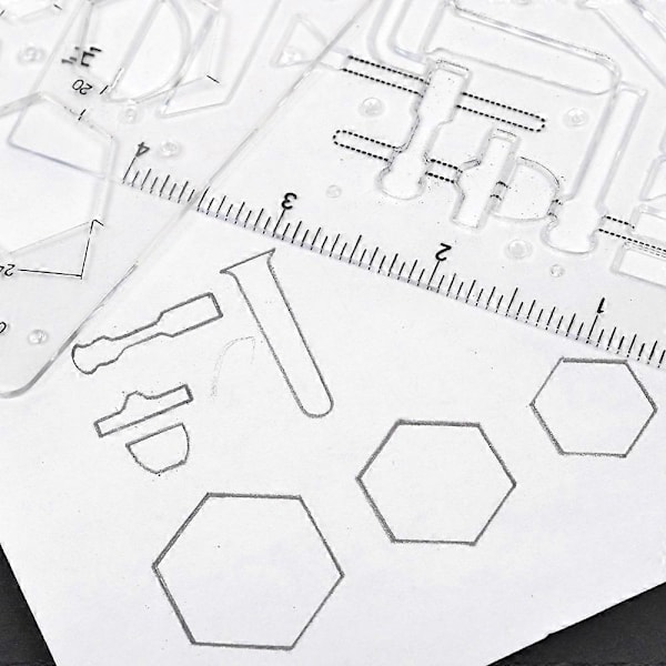 Sett med 2 Kjemi Kjemisk Lab Laboratorium Geometri Teknisk Tegning Mal Stensil