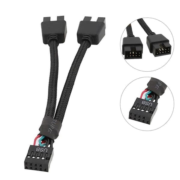 Moderkort USB 2.0 9-pins Header 1 til 2 Udvidelseshub Splitter Adapter ConvertGu