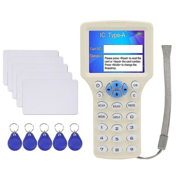 10 Frequency Nfc Smart Card Reader Writer Rfid Copier Duplikator 125khz 13,56mhz Usb Copy Krypteret