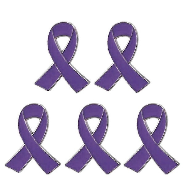 5 Stykker Bånd Broche Nål Revers Nål Corsage Nål Legeringsmateriale Bånd Corsage Nål til Brystkræft og AIDS Bevidsthed Purple