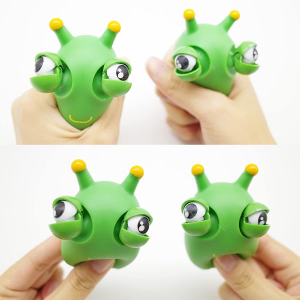 2 STK Funny Grass Worm Pinch Toy,Stressballer for voksne Barn,Åpne lukke øyne Ball Worms Toy,Squishy Dyr Leker Worm Stress Relief