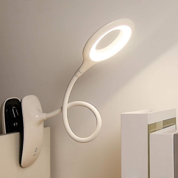 Led Clip-on leselampe Dimbar Øyebeskyttelse Bordlampe A White