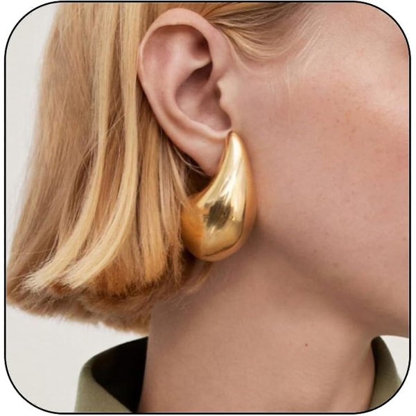 Ekstra store Bottega-øreringe Dupes Hypoallergene Chunkygoldhoop-øreringe Lette vanddråbe-dråbe-øreringe Trendy guld-vanddråbe-øreringe til kvinder Gold30mm