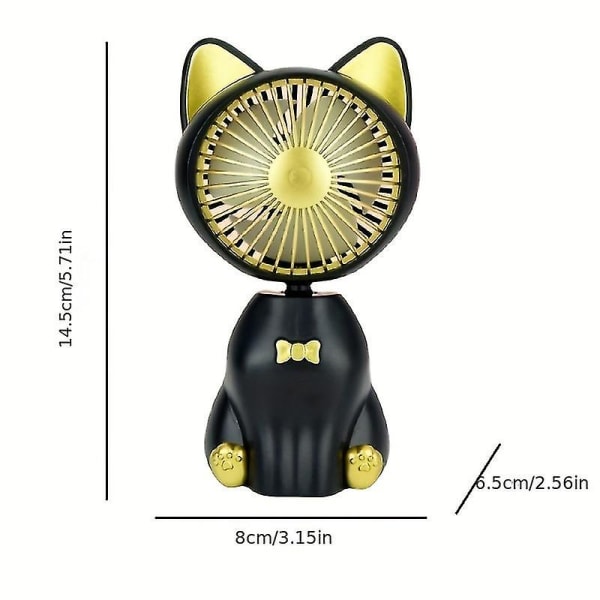 USB Genopladelig Cat Håndholdt Desktop Fan er en sød bærbar lydløs og julegave black