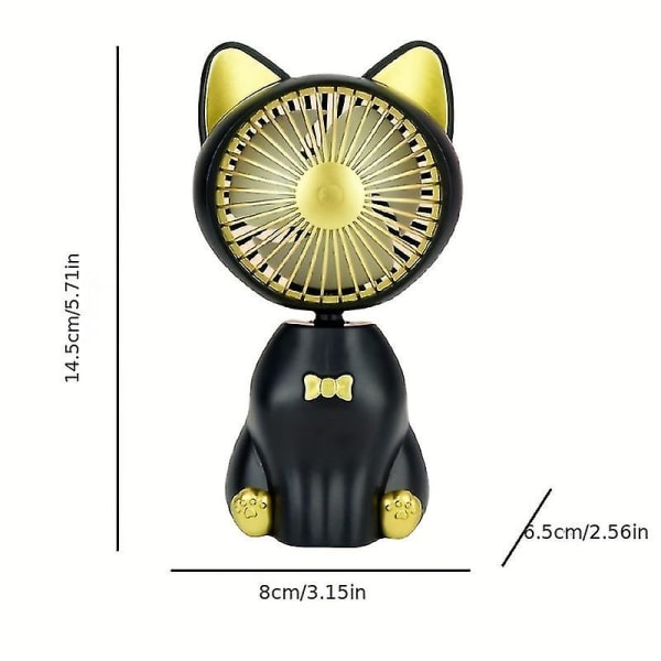 USB Genopladelig Cat Håndholdt Desktop Fan er en sød bærbar lydløs og julegave yellow