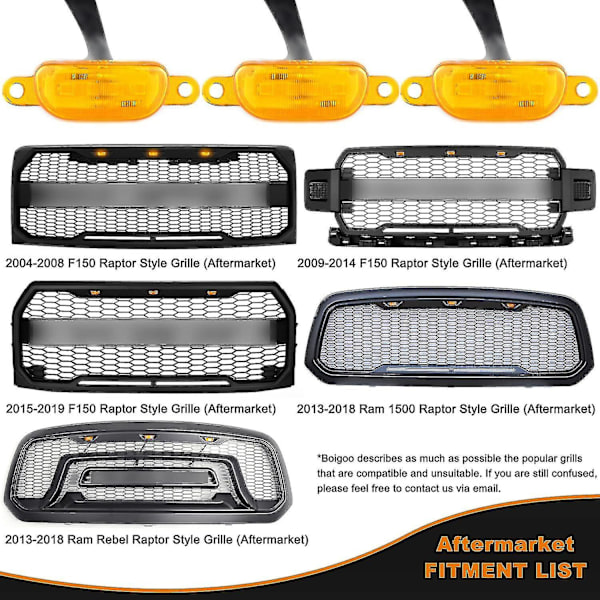 Frontgrill-lys Kompatible til 2013-2018 Dodge Ram 1500 Raptor Style & 2004-2019 Ford F-150 Raptor Grills