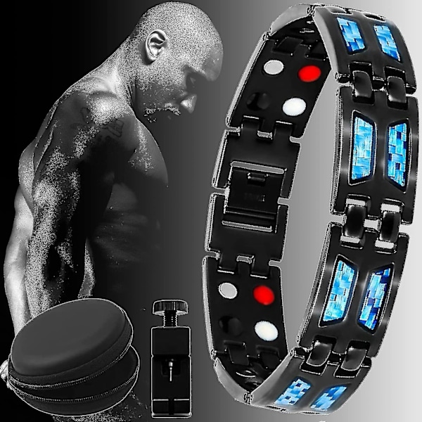 Titanium Power Magnetiskt Armband Kolblått Terapi Fit Plus Magnetoterapi Kroppsformade Armband