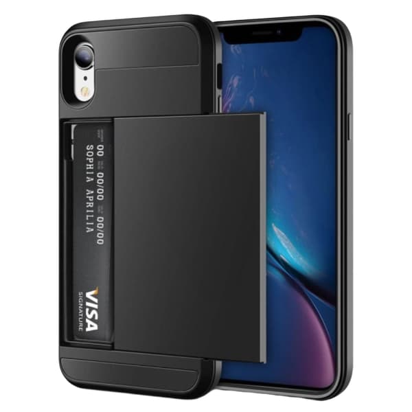 iPhone XR - Mobilskal med dolt kortfack / Kortfodral Svart