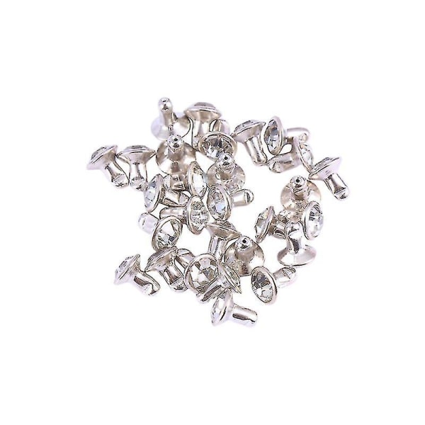 100 stk 6 mm fargerike diamantsmykker Utmerket skjærende smykker Art Design Rhinestone Metal Klærtilbehør (hvit diamant med sølvkant)
