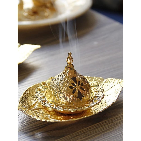 Metallinen suitsukepoltin Frankincense suitsukepoltin metalliset askartelukoristeet – ihanteelliset joogaan, kylpylään ja aromaterapiaan (kulta 1kpl)
