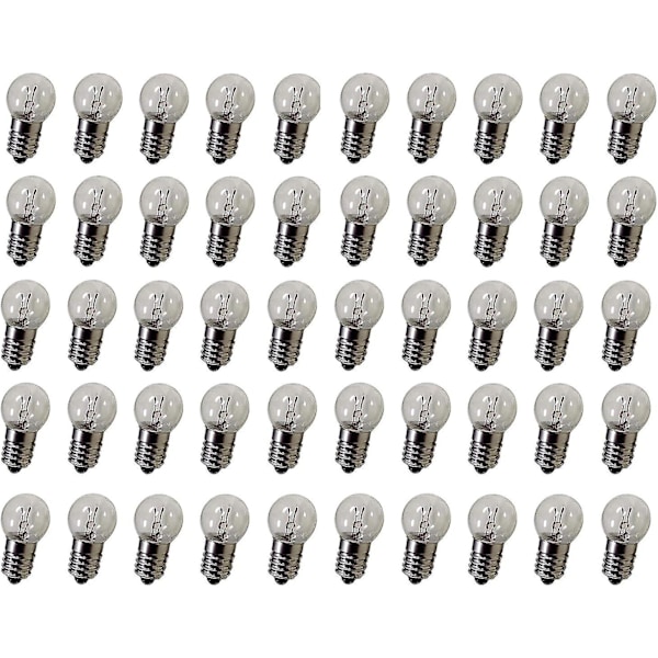 Dc 50 stk E10 2.5v 0.3a Varmt Hvid Miniatyr Lyspære Skruefatning