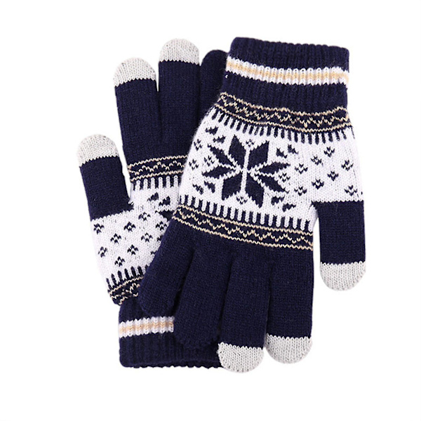 Dam Jul Lager Snöflinga Plus Tjocka Varma Handskar Stickade Handskar Vantar