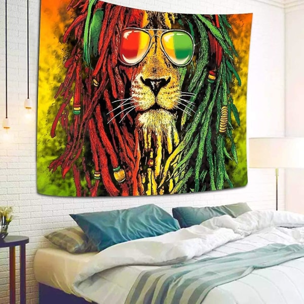 Rasta Tapestry Rastafari Lion Head Bob Seinäkangas Olohuoneen Makuuhuoneen Sisustus Psykedeelinen
