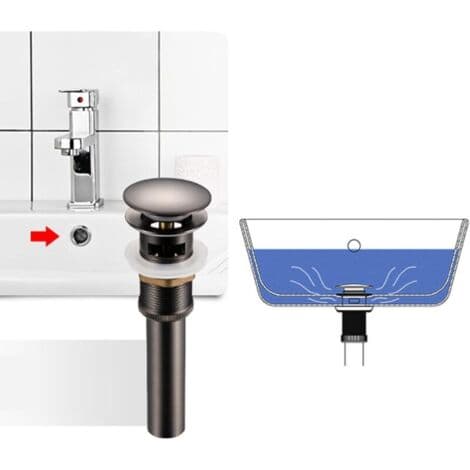 Bottenventil med bräddavlopp, klick-klack mässingsplugg, 1 1/4\" klick-klack bottenventilplugg