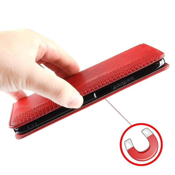 Yhteensopiva Nokia C02 Magnetic Pu Nahkainen case Iskunkestävä jalusta Lompakon puhelimen suojakuori-k Red