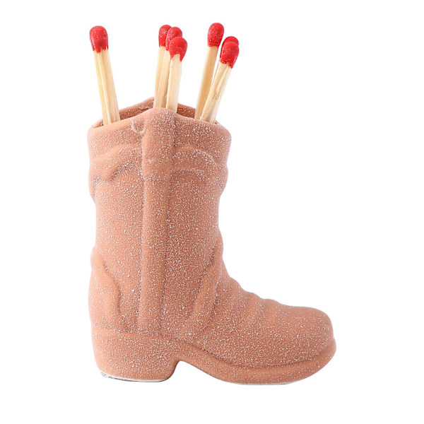 Cowboy Boots Fyrstikkeske - Fyrstikkeske med Striker - Fyrstikkeske til Bad - Cowboy Boots Dekor Cowgirl - Veldig Søtt Tillegg til Interiørdekor Light Brown
