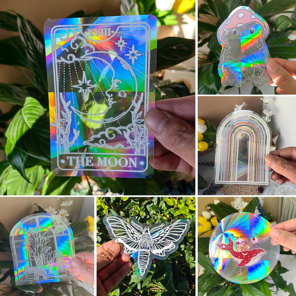 2 ark Rainbow Prismatic Glass Stickers Vattentäta självhäftande livfulla färger Fönsterfilm för Sun Catcher B
