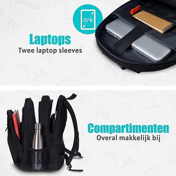 Everyday Carry Ryggsäck 15,6" Laptop Ryggsäck Damen/herren 28l Wasserdicht Schwarz