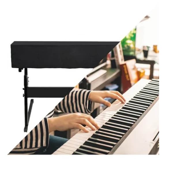 Piano Cover Soft Elastic Adjustable Strap Buckle Dust Cover for 88 Keys Piano Black