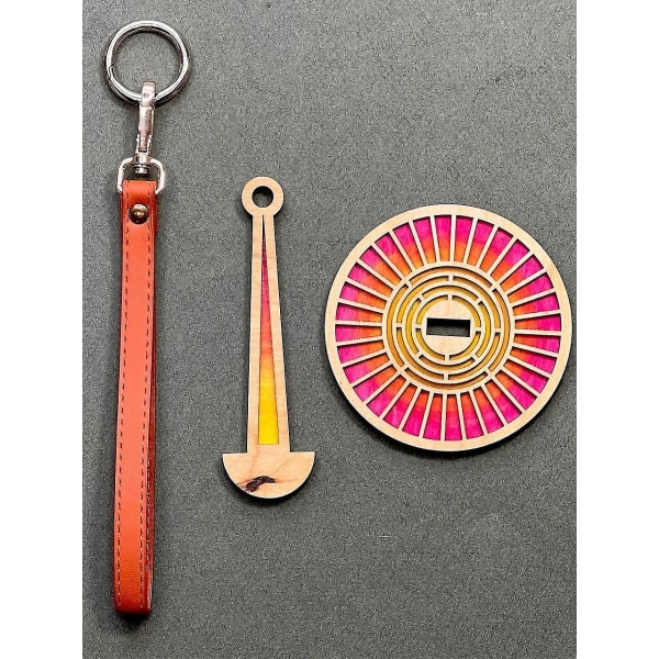 Bärbar handledsgarnhållare, garnbollshållare, garnhållare, garnförvaring, trägarnhållare, garnhållare med läderarmband Orange