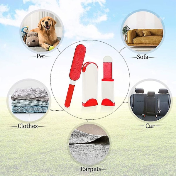 Pet Hair Remover Brush - Genanvendelig fnugbørste til hjemmet, rød