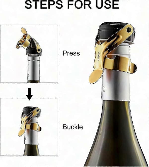 2 stk. Champagneflaskeprop i rustfrit stål til Cava Prosecco Mousserende Vinflaskeforsegling TY Gold 2pcs