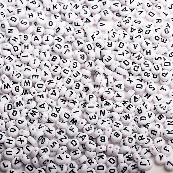 Alfabetperler, 600 bogstavperler til smykkefremstilling, akryl alfabet terningperler bogstavperler til smykkefremstilling