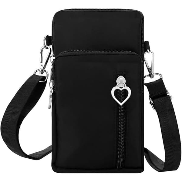 Crossbody mobiltelefon pung tasker, sort
