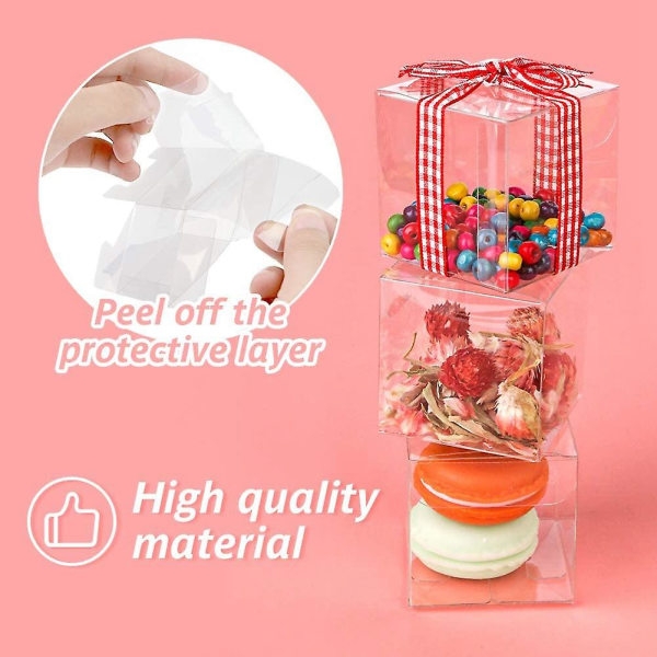 50 st Klar Plastaskar för Presenter PVC Förpackningsask Presentförpackning Transparent Ask Bröllopspresentask