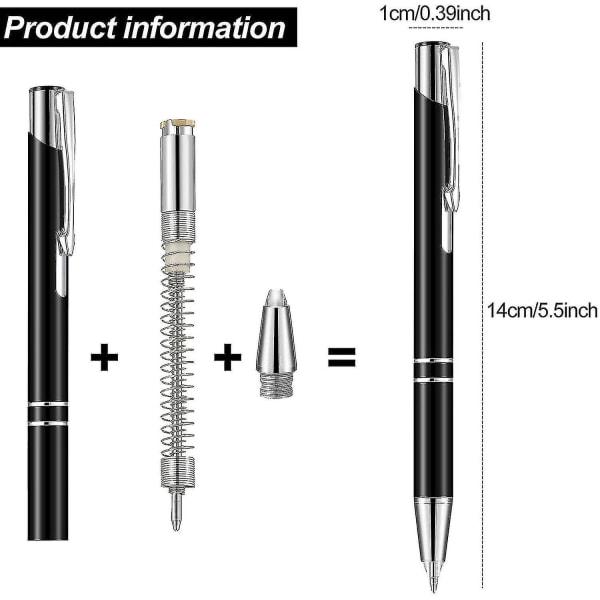 4 stykker lysende spids pen metal kuglepen med lysende led belyst pen sort ind