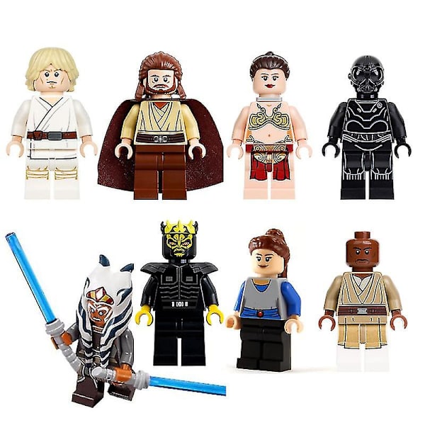 8 kpl Star Wars koottu lasten rakennuspalikkaminihahmo Luke Kuigang Jin Savaqi opetusleluja