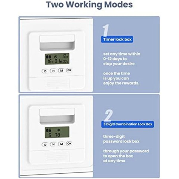 Digital timerlåsboks, mobiltelefonlåsboks med timer, timerlåsboks, mobiltelefon, timerpilleboks