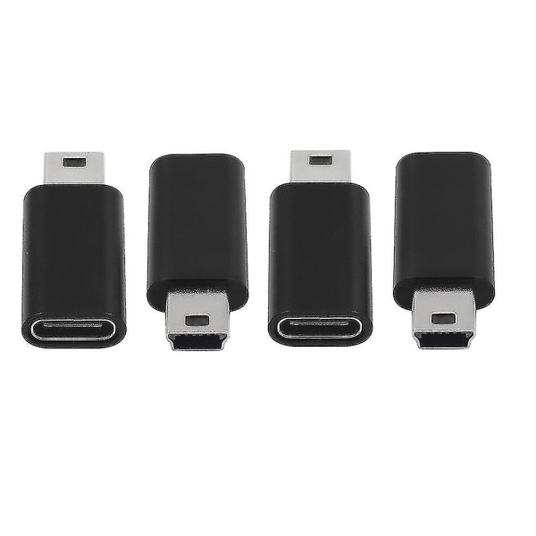 Mini-USB till USB C-adapter - 4 st Mini-USB-hane till typ C-hona-konverteringsadapter för MP3-spelare