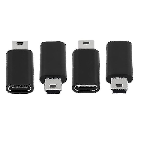 Mini-USB-USB-C-sovitin - 4 kpl Mini-USB-uros Type-C-naarasmuunninsovitin MP3-soittimille