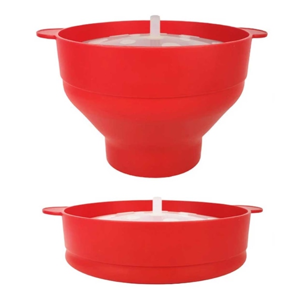 Laadukas Popcorn Bowl Silikoni Micro Popcorn Bowl - Kokoontaittuva punainen red