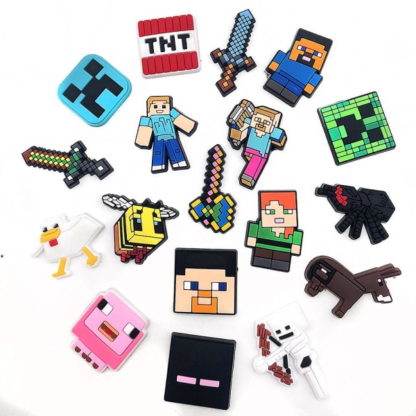 18 stk/sæt Minecraft sko charms, Croc Clog sko dekoration til børn, voksne