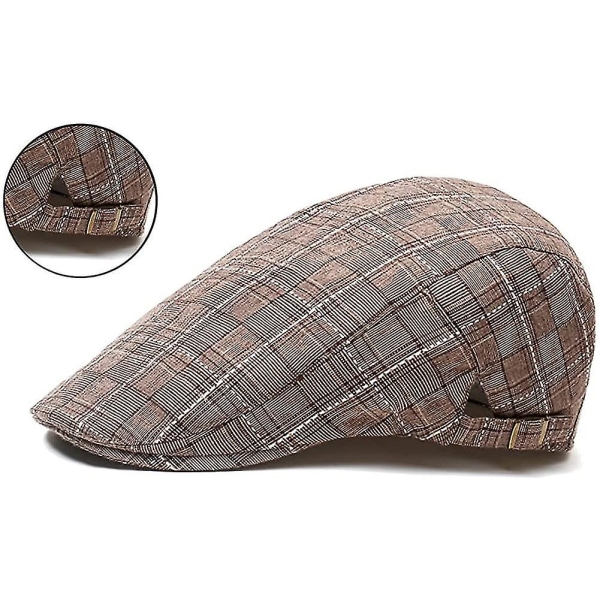 Plaid Flat Caps Vintage Style, Newsboy Cap Andenæb Hat Justerbar, Golf Jagt