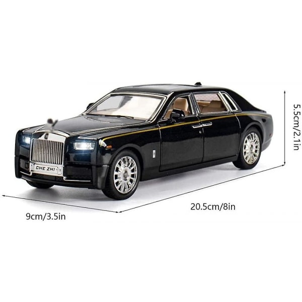 1/24 skala Simulering Rolls-royce Phantom bilmodell med lydlysfunksjon Trekk tilbake billekepynt for barn og voksne