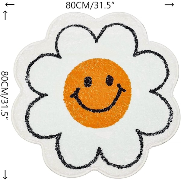 Heyone Smiley Face Teppe Solsikke Teppe Søt Badematte Bad Dekorasjon Absorberende Badekar Matte Supermyk Og Fluffy Matte Maskinvaskbar 31.5in