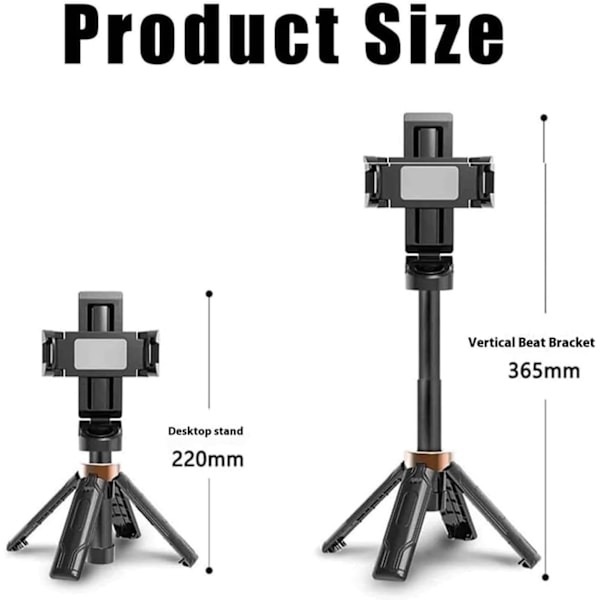 Mini selfie stick stativ, magisk bærbar selfie telefon stativ-2025 Pocket Flex Jj02 360° roterende Razunoth fjernbetjenings stativ