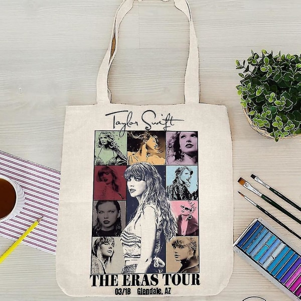 Taylor Swift The Eras Tour Canvas Shoppingväska Shoulder Tote Shopperväskor Presenter till Ts Fans Musikälskare