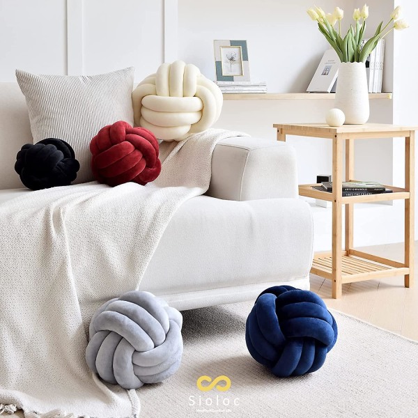 Wabjtam Soft Knot Ball Kuddar, runda Slängkudde Kudde Heminredning Plysch Kudde10.6inches, elfenben