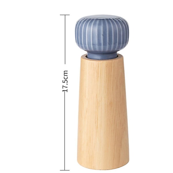 2024 - Puusta ja keraamista valmistettu suola- ja pippurimylly - pippurisiristimellä säädettävä maustemylly Blue 17.5cm