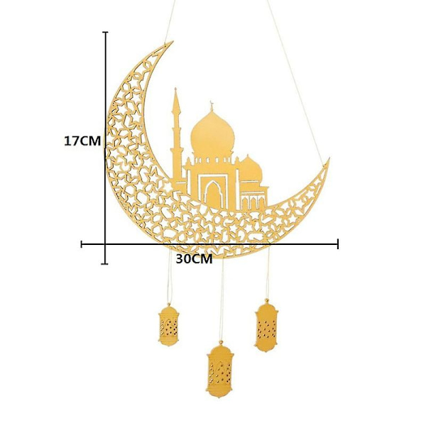 Ramadan Kareem -koriste kotiin, Eid Mubarak -puinen riippuva kyltti, kuu ja tähti riippuva koriste